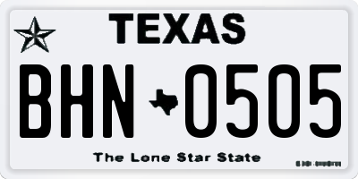 TX license plate BHN0505