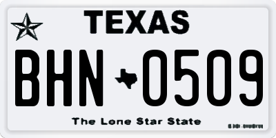 TX license plate BHN0509