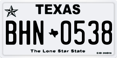 TX license plate BHN0538