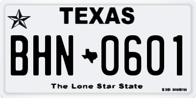 TX license plate BHN0601