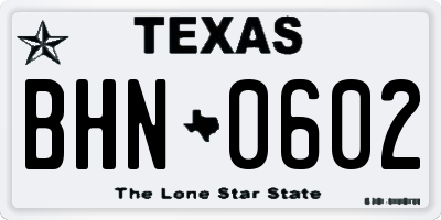 TX license plate BHN0602