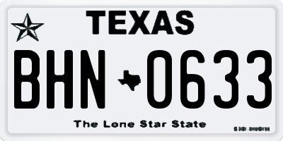 TX license plate BHN0633