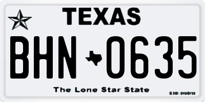 TX license plate BHN0635