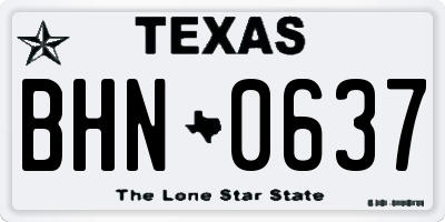 TX license plate BHN0637