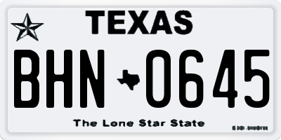 TX license plate BHN0645