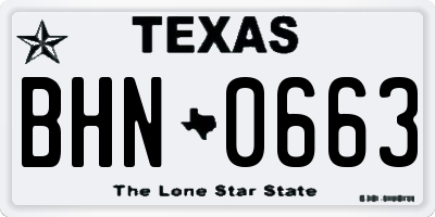 TX license plate BHN0663