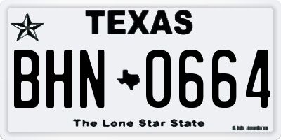 TX license plate BHN0664
