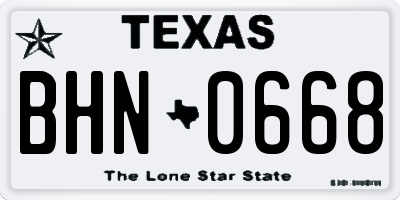 TX license plate BHN0668