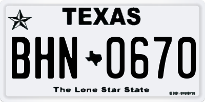 TX license plate BHN0670