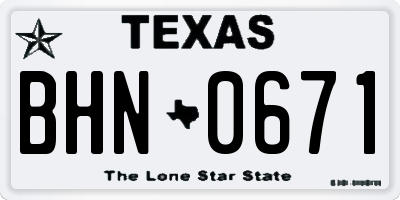 TX license plate BHN0671
