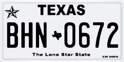 TX license plate BHN0672