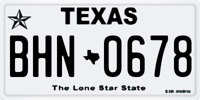 TX license plate BHN0678