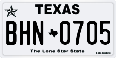 TX license plate BHN0705