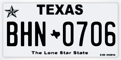 TX license plate BHN0706