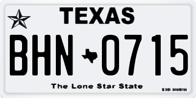 TX license plate BHN0715