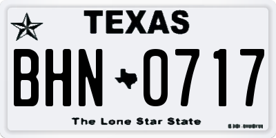 TX license plate BHN0717