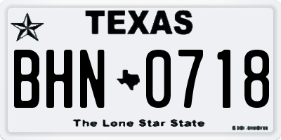 TX license plate BHN0718