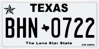 TX license plate BHN0722