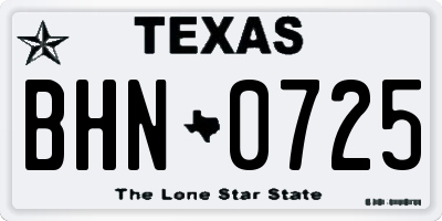 TX license plate BHN0725