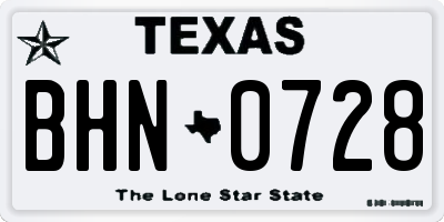TX license plate BHN0728
