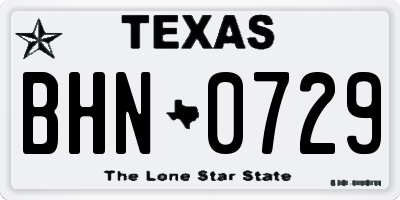 TX license plate BHN0729