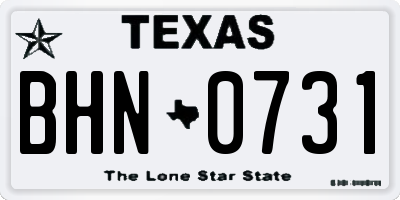 TX license plate BHN0731