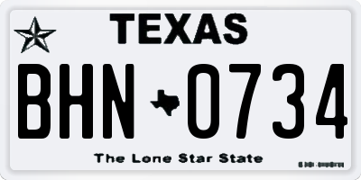 TX license plate BHN0734