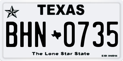TX license plate BHN0735