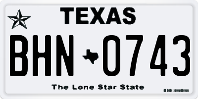 TX license plate BHN0743