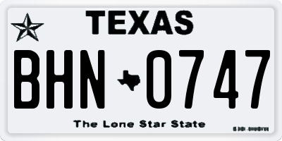 TX license plate BHN0747