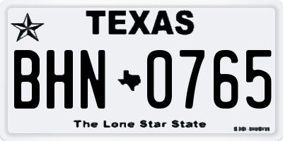 TX license plate BHN0765