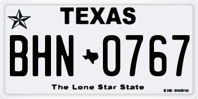 TX license plate BHN0767