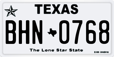 TX license plate BHN0768