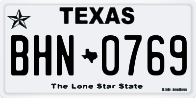 TX license plate BHN0769