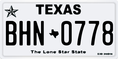 TX license plate BHN0778