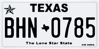 TX license plate BHN0785