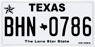 TX license plate BHN0786