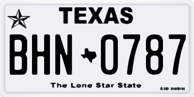 TX license plate BHN0787
