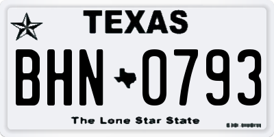 TX license plate BHN0793
