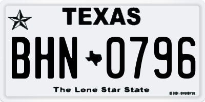 TX license plate BHN0796