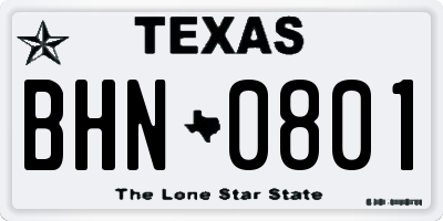 TX license plate BHN0801