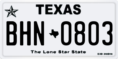 TX license plate BHN0803