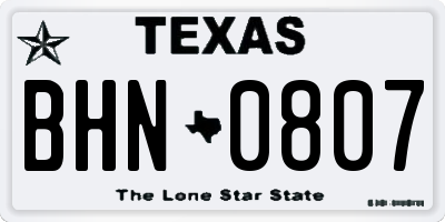 TX license plate BHN0807