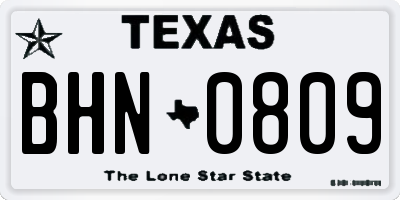 TX license plate BHN0809
