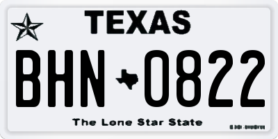 TX license plate BHN0822