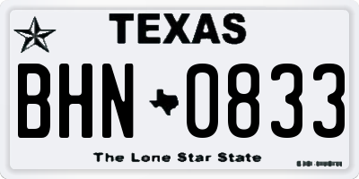 TX license plate BHN0833
