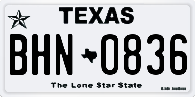 TX license plate BHN0836