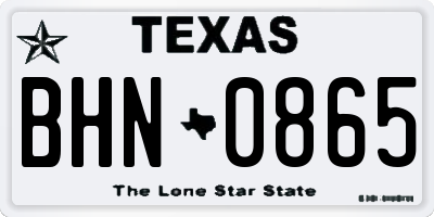 TX license plate BHN0865
