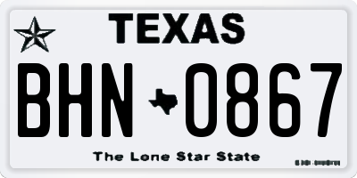 TX license plate BHN0867