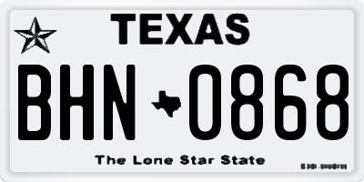 TX license plate BHN0868